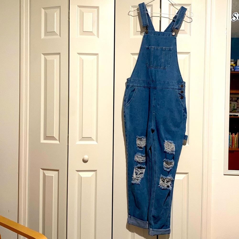 MAN boohoo overalls - overall ripped jeans